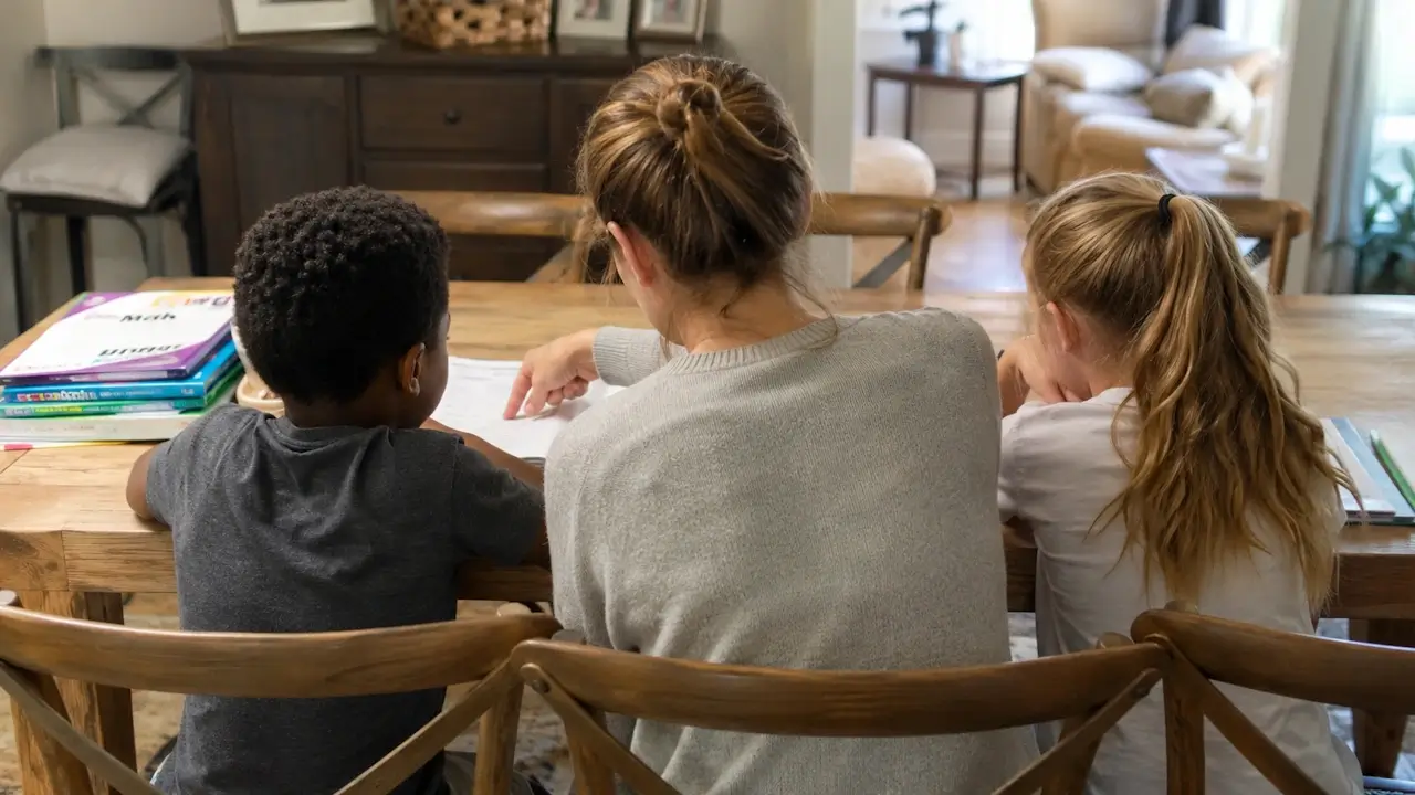 A parent and tutor talking through a learner's tuition plan