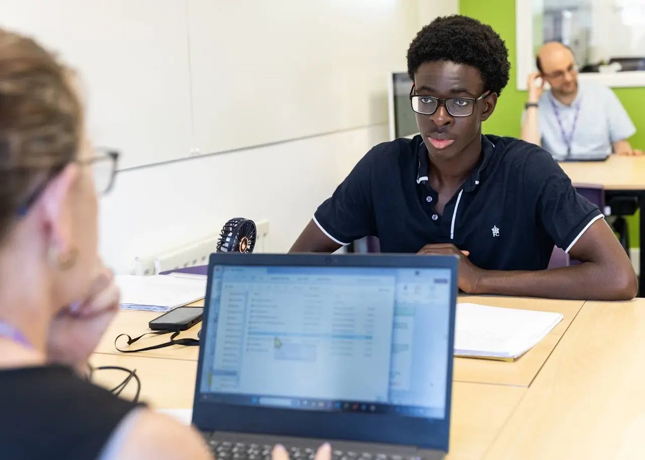 A post-16 student planning their next steps with a mentor